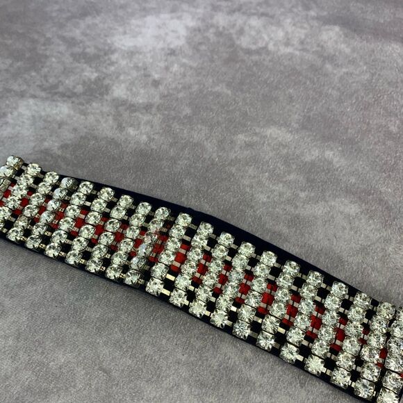 Authentic Gucci Embellished Crystal Red & Blue Sherry Web Headband - Picture 7 of 12